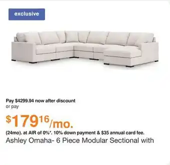 Ashley Furniture Ashley Omaha- 6 Piece Modular Sectional with Chaise in Stone, Performance Fabric offer