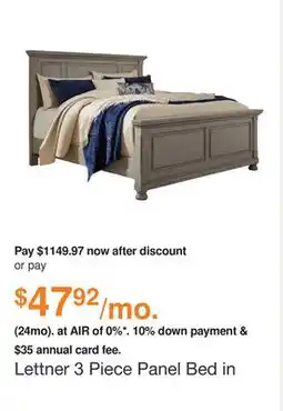 Ashley Furniture Lettner 3 Piece Panel Bed in Black, Size: Queen by Ashley offer