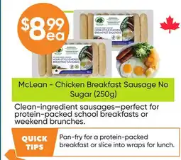 Healthy Planet McLean - Chicken Breakfast Sausage No Sugar (250g) offer