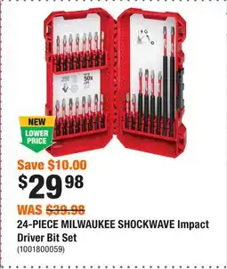 Home Depot 24-PIECE MILWAUKEE SHOCKWAVE Impact Driver Bit Set offer