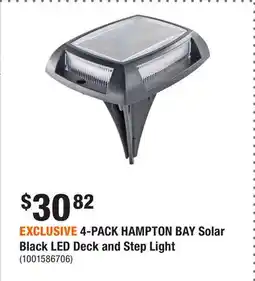Home Depot EXCLUSIVE 4-PACK HAMPTON BAY Solar Black LED Deck and Step Light offer