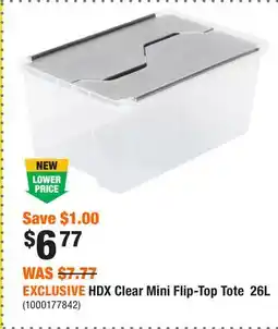 Home Depot EXCLUSIVE HDX Clear Mini Flip-Top Tote 26L offer