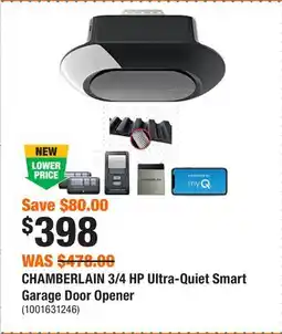 Home Depot CHAMBERLAIN 3/4 HP Ultra-Quiet Smart Garage Door Opener offer