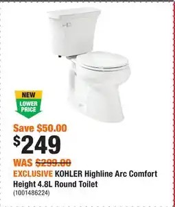 Home Depot EXCLUSIVE KOHLER Highline Arc Comfort Height 4.8L Round Toilet offer
