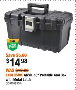 Home Depot EXCLUSIVE ANVIL 16 Portable Tool Box with Metal Latch offer