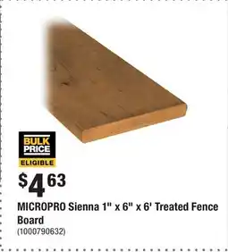 Home Depot MICROPRO Sienna 1 x 6 x 6' Treated Fence Board offer