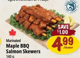 Farm Boy skewer Marinated Maple BBQ Salmon Skewers offer