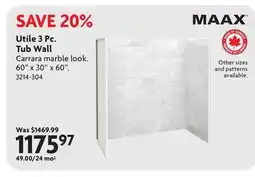 Home Hardware Utile 3 Pc. Tub Wall offer