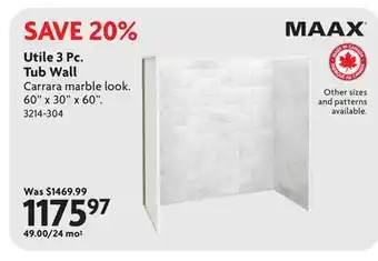 Home Hardware Utile 3 Pc. Tub Wall offer
