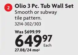 Home Hardware Olio 3 Pc. Tub Wall Set offer