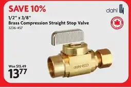 Home Hardware 1/2 x 3/8 Brass Compression Straight Stop Valve offer
