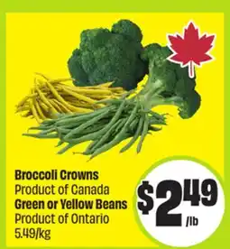 FreshCo Broccoli Crowns Product of Canada Green or Yellow Beans Product of Ontario offer