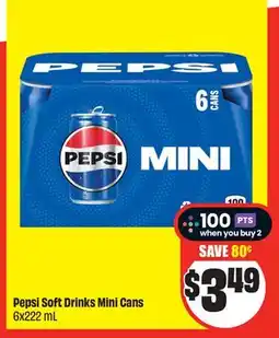 FreshCo Pepsi Soft Drinks Mini Cans 6x222 mL offer