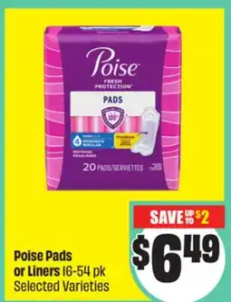 FreshCo Poise Pads or Liners 16-54 pk Selected Varieties offer