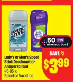 FreshCo Lady's or Men's Speed Stick Deodorant or Antiperspirant 45-85g Selected Varieties offer