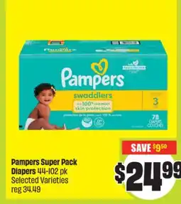FreshCo Pampers Super Pack Diapers 44-102 pk Selected Varieties offer