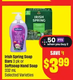 FreshCo Irish Spring Soap Bars 3 pk or Softsoap Hand Soap 332 ml Select Varieties offer