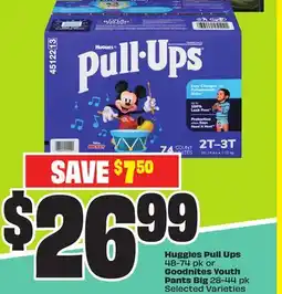 FreshCo Huggies Pull Ups 48-74 pk or Goodnites Youth Pants Big 28-44 pk Selected Varieties offer