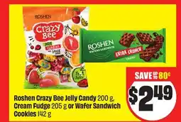 FreshCo Roshen Crazy Bee Jelly Candy 200 g, Cream Fudge 205 g or Wafer Sandwich Cookies 142 g offer