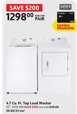 Home Hardware 4.7 Cu. Ft. Top Load Washer offer