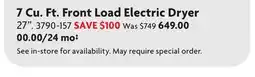 Home Hardware 7 Cu. Ft. Front Load Electric Dryer offer