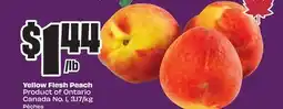 Chalo FreshCo Yellow Flesh Peach Product of Ontario Canada No. 1, 3.17/kg offer