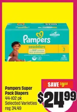 Chalo FreshCo Pampers Super Pack Diapers 44-102 pk Selected Varieties offer