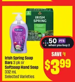 Chalo FreshCo Irish Spring Soap Bars 3 pk or Softsoap Hand Soap 332 mL Selected Varieties offer