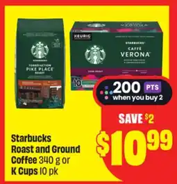 Chalo FreshCo Starbucks Roast and Ground Coffee 340 g or K Cups 10 pk offer