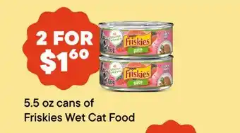 Petvalu 5.5 oz Cans of Friskies Wet Cat Food offer