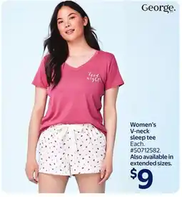 Walmart Women's V-neck Sleep Tee offer