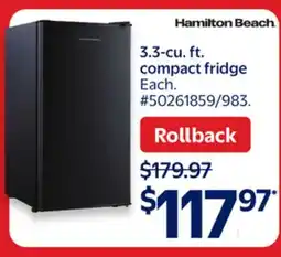 Walmart 3.3-cu. ft. Compact Fridge offer