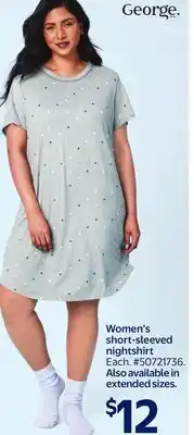 Walmart Women's Short-Sleeved Nightshirt offer