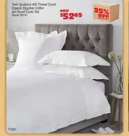 Oxford Mills Twin Opulence 400 Thread Count Organic Egyptian Cotton 3pc Duvet Cover Set offer