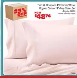 Oxford Mills Twin XL Opulence 400 Thread Count Organic Cotton 14 deep Sheet Set offer