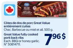 Walmart Great Value fully cooked pork back ribs offer