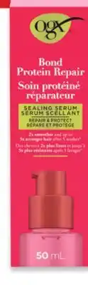 Walmart OGX Bond Protein Repair sealing serum 50 mL or pre-shampoo 250 mL offer