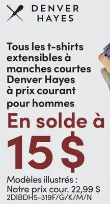 L'équipeur les t-shirts extensibles à manches courtes Denver Hayes pour hommes offer