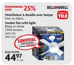 Home Hardware BELL & HOWELL Socket fan with light offer