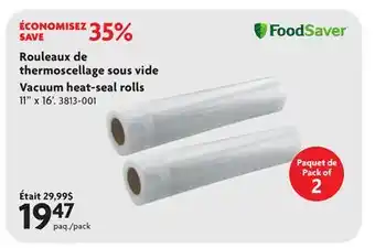 Home Hardware FOODSAVER Vacuum heat-seal rolls offer