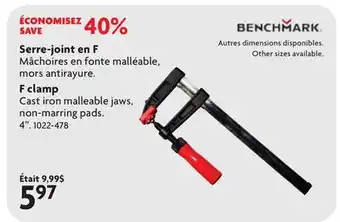 Home Hardware BENCHMARK F clamp offer