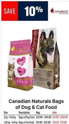 Ren’s Pets Depot Canadian Naturals Bags of Dog & Cat Food offer