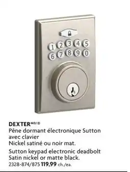 Home Hardware Sutton keypad electronic deadbolt Satin nickel or matte black offer
