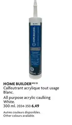 Home Hardware HOME BUILDER All purpose acrylic caulking White offer