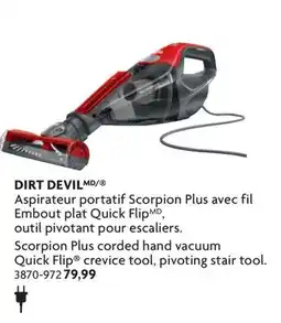 Home Hardware Scorpion Plus corded hand vacuum Quick Flip crevice tool, pivoting stair tool offer