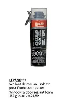 Home Hardware LEPAGE Window & door sealant foam offer