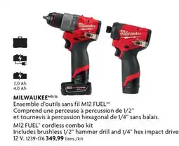 Home Hardware M12 FUEL cordless combo kit Includes brushless 1/2 hammer drill and 1/4 hex impact driver offer
