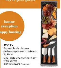 Home Hardware STYLEX 5 pc. slate cheeseboard set with knives offer