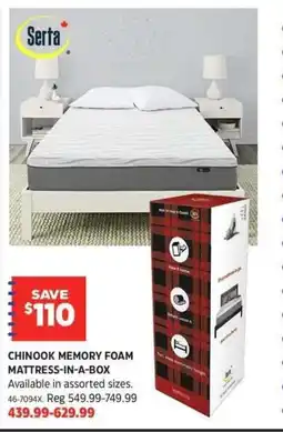 Canadian Tire Chinook memory foam mattress-in-a-box offer