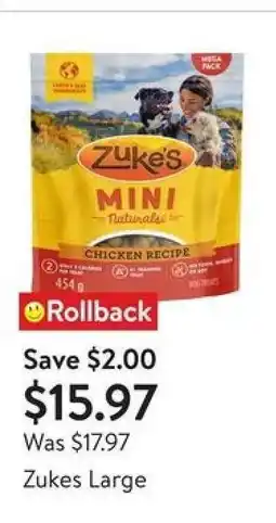 Walmart Zuke's Mini Naturals Chicken Recipe offer